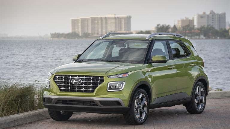 Hyundai Venue in green.